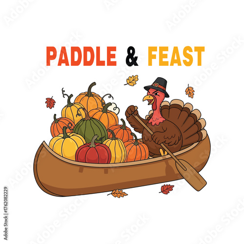 Thanksgiving turkey with pumpkin basket vector illustration