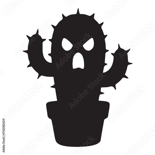 a spooky cartoon cactus silhouette