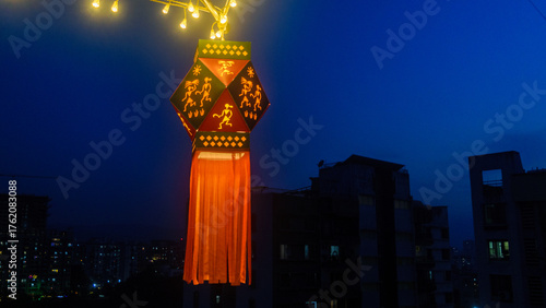 Traditionally Handmade Indian Colorful Lantern Shot on Diwali day, India