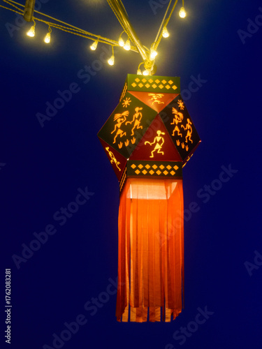 Traditionally Handmade Indian Colorful Lantern Shot on Diwali day, India