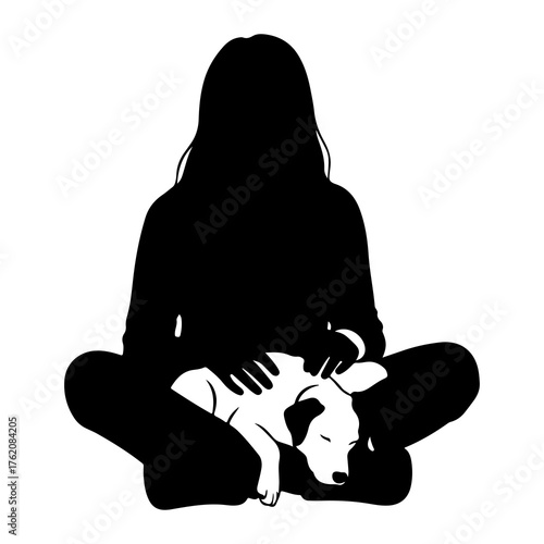 Person holding sleeping puppy silhouette