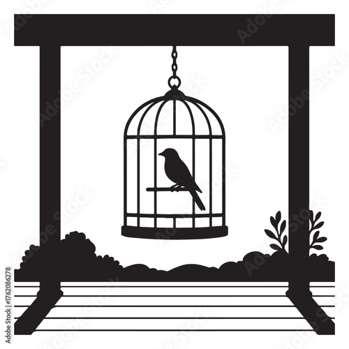 Vintage Bird Cage Silhouette