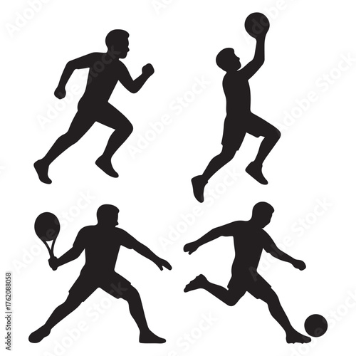 players silhouettes vector