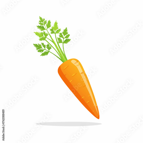 A bright orange carrot vector with simple, playful shapes and clear outlines, perfect for kids’ educational designs about healthy foods and nature