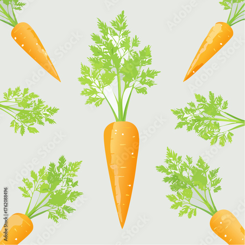 A bright orange carrot vector with simple, playful shapes and clear outlines, perfect for kids’ educational designs about healthy foods and nature