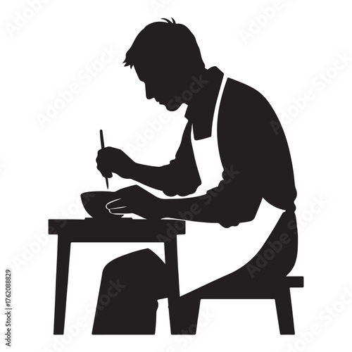  A person who makes pottery silhouette,Clay Artist