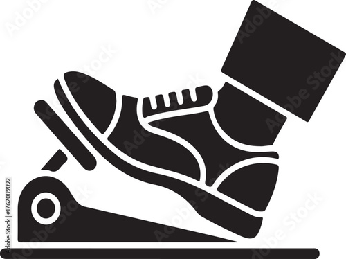 Black Silhouette Icon Of A Foot Pressing A Car Accelerator Pedal shoe sneaker