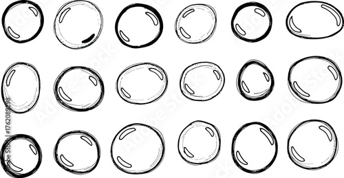 Hand drawn organic shapes collection imperfect circles and ovals sketchy artistic elements for design projects