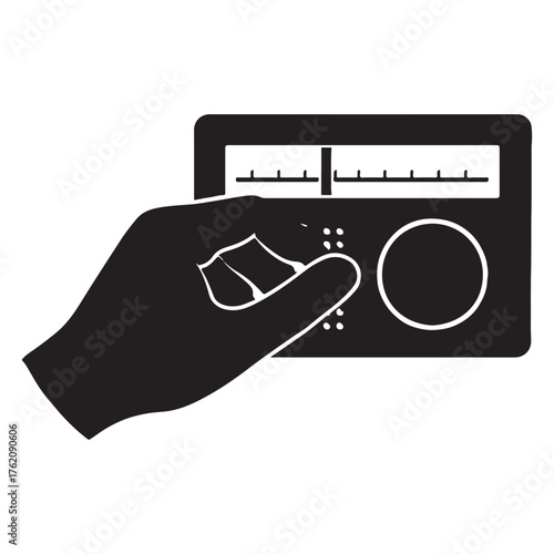 Hand Turning Radio Knob Silhouette