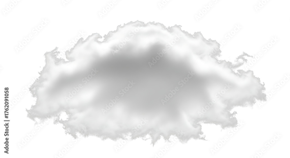 Obraz premium A single, isolated cloud on a transparent background, its form billowy and soft, casting a gentle shadow, evoking a sense of peace and tranquility, a reminder of the vastness of the sky