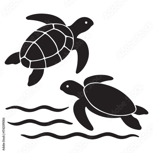 sea turtle swimming in the water vector