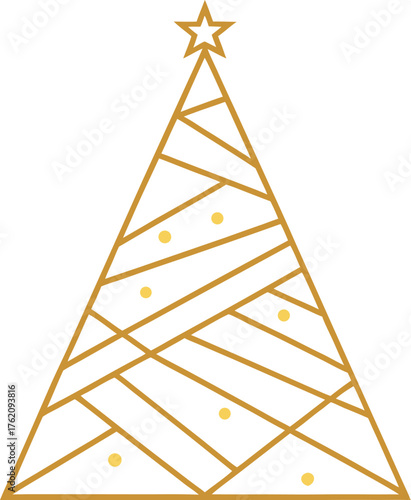 Abstract paper triangle Christmas tree with metal ladder and steps reaching sky symbolizing success and growth