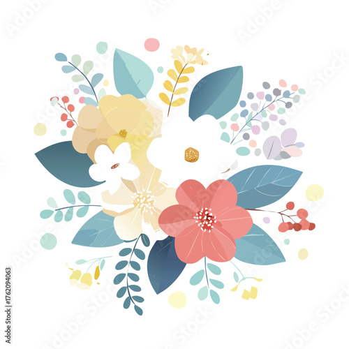 Beautiful Floral Arrangement A Delicate Bouquet of Watercolor Flowers, Perfect for Design