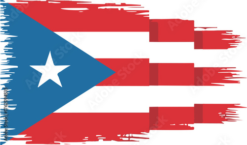 Puerto Rican Flag With Distressed Brush Stroke Texture And Frayed Edges Puerto Rico flag of Puerto Rico