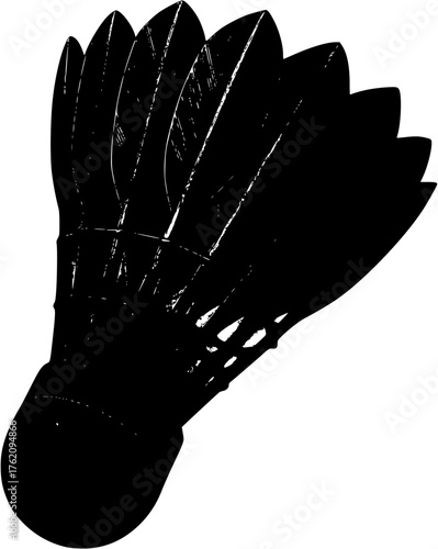 Realistic badminton shuttlecock 3D vector illustration with white feathers and rubber base — detailed design ideal for training, sports branding, or equipment poster