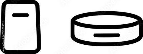 Badminton grip and wristband vector icons showing accessories used for sports comfort control and player safety during matches.