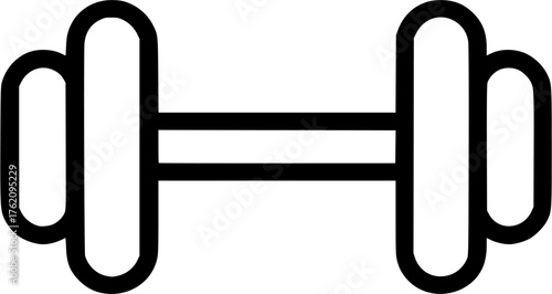 Dumbbell weight vector icon representing sports training fitness strength and muscle exercise equipment used for gym or athletic visuals.