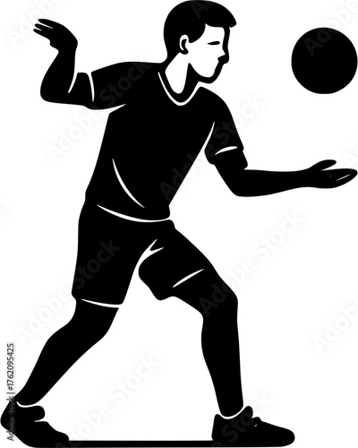 Male badminton player silhouette vector showing serve action pose used for sports training competition and athletic visuals.