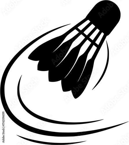 Flying shuttlecock vector design showing motion trail for fast movement used in badminton sports posters or club graphics.