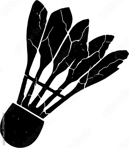 Broken shuttlecock vector icon showing damaged sports equipment symbol for design or repair concept visuals.