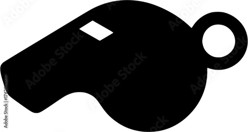 Sports whistle silhouette vector showing referee equipment used for game control and fair play enforcement