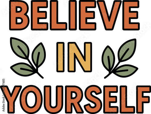 Flat vector quote with leaf motif, minimalist educational style