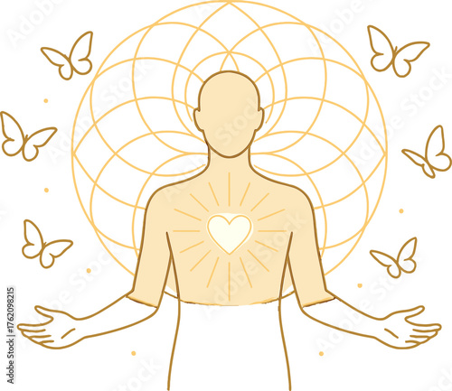 Heart Energy Awakening — Spiritual Transformation and Inner Light Illustration