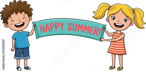 ids illustration, turquoise sign, festive design, joyful outdoor scene, school break fun