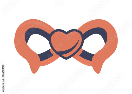 Brown hair knot in shape of heart, isolated on white background .vector icon
