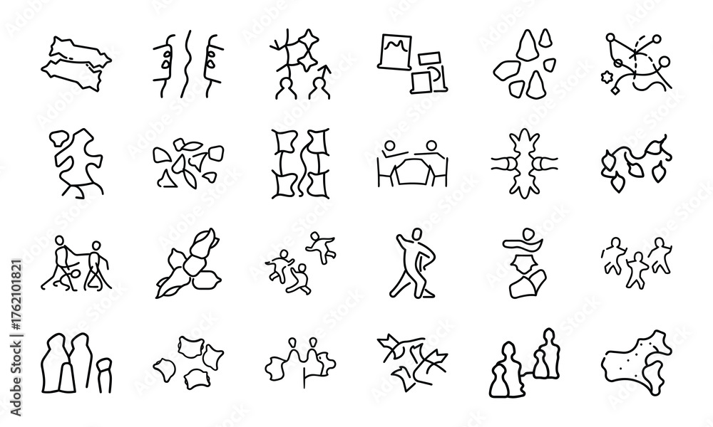 Fototapeta premium Education and Learning Icon Set – Backpack, Diploma, Tablet, Map, School Building, World Globe, Mouse, and Classroom Equipment in Outline Style on White Background