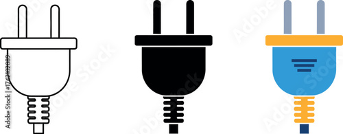 Three different styles of electrical power plugs for modern energy solutions vector