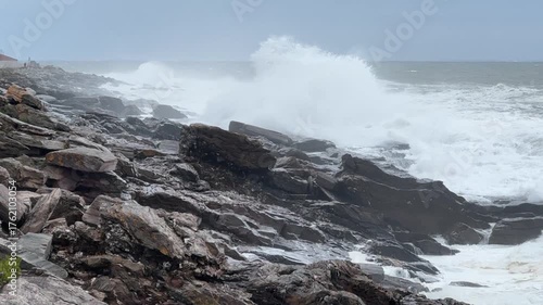 Wave Breaking on Rocky Coastline