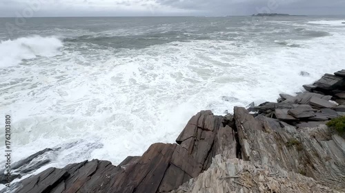 Sweeping View, Crashing Ocean Surf, Rocky Coastline