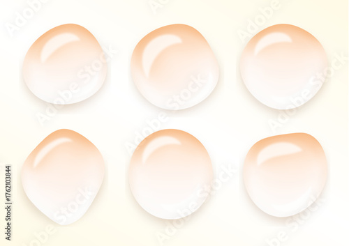 オレンジ色の透明な水滴風フレームセット｜美容液のようなツヤと潤いを感じるデザイン Waterdrop Frame Set with Moisture and Gloss Texture for Beauty Design