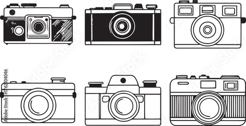 Camera Outline Silhouette Vector Set — Minimal Icons