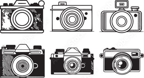Classic Camera Silhouette Vector Set — Retro Icons
