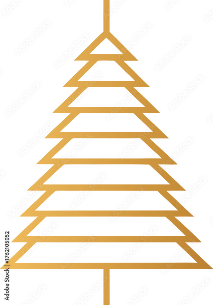 Fototapeta premium Golden star Christmas tree abstract holiday decoration vector design