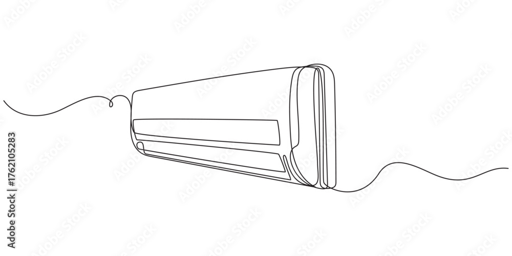 Obraz premium Continuous Line Art of a Wall-Mounted Air Conditioner,Air conditioner one line art vector illustration,Continuous Line Drawing of an Air Conditioner