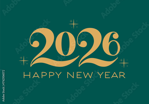 2026 Elegance Design. Elegant Typo. Happy New Year Typography. 