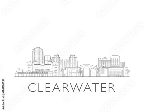 Clearwater, Florida, cityscape illustration skyline drawing