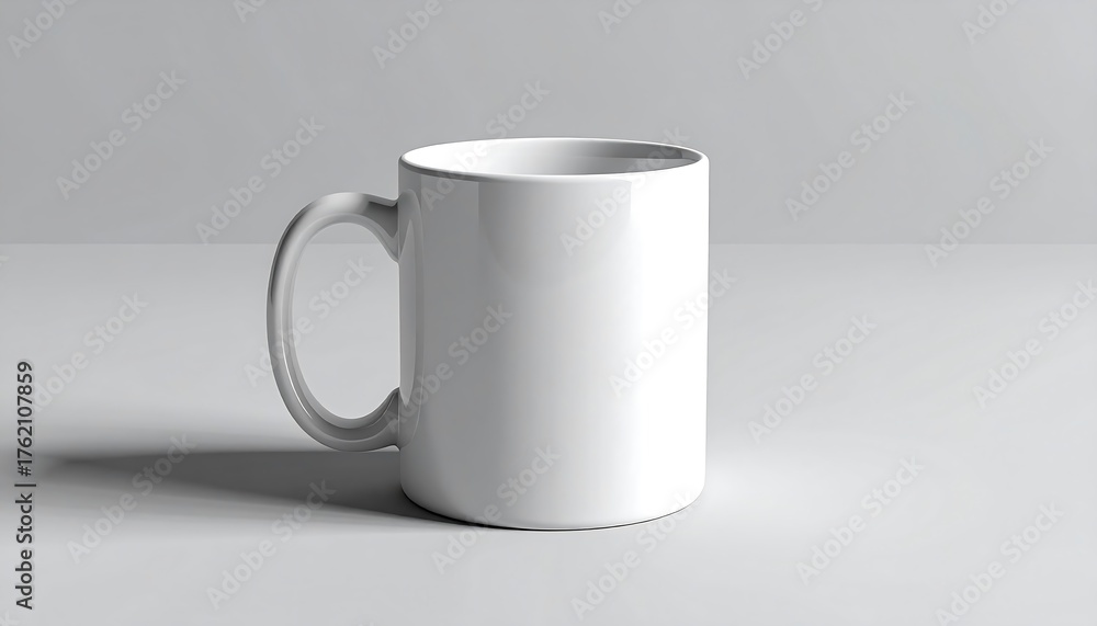 Fototapeta premium White Ceramic Mug Isolated on a Plain Background.