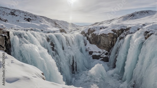 Wallpaper Mural Frozen Waterfall in Iceland - A Winter Wonderland Landscape. Torontodigital.ca
