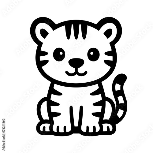 a simple illustration of a tiger cub