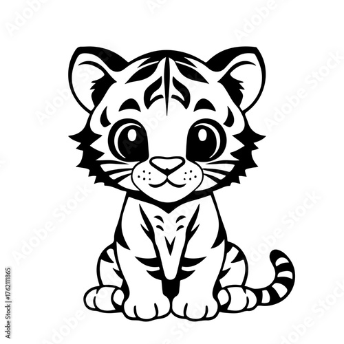 sitting tiger cub