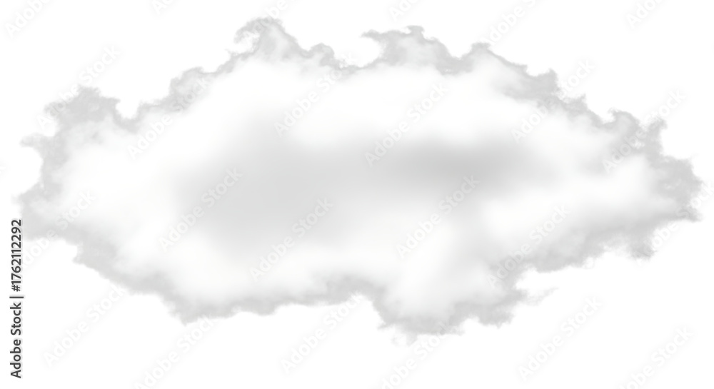 Obraz premium A soft, ethereal cloud isolated on transparent background, with delicate edges and subtle gradients, creating a gentle and calming visual, perfect for adding a touch of serenity and lightness to your 