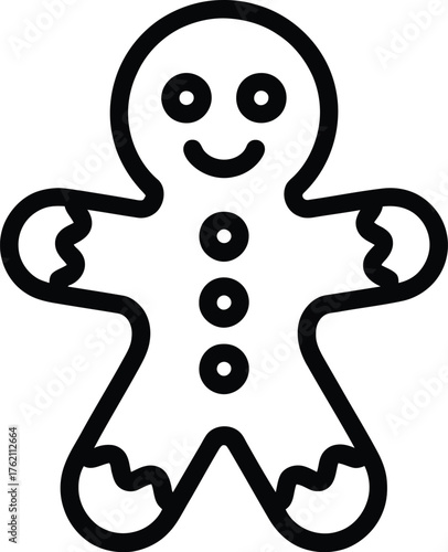 Gingerbread Man Outline Icon Design