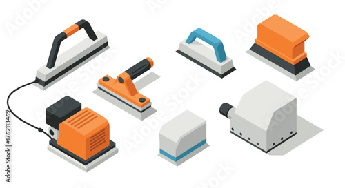 Creative pottery studio with shelves and clay items in isometric style