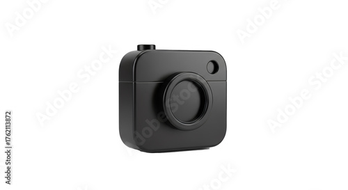 Sleek black camera icon for modern tech branding, perfect for social media marketing and photography themes, capturing a contemporary digital style