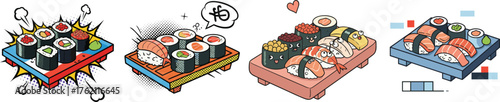 4 Sushi platters.