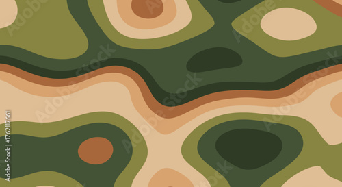 Dynamic abstract topographic terrain with natural earthy color palette